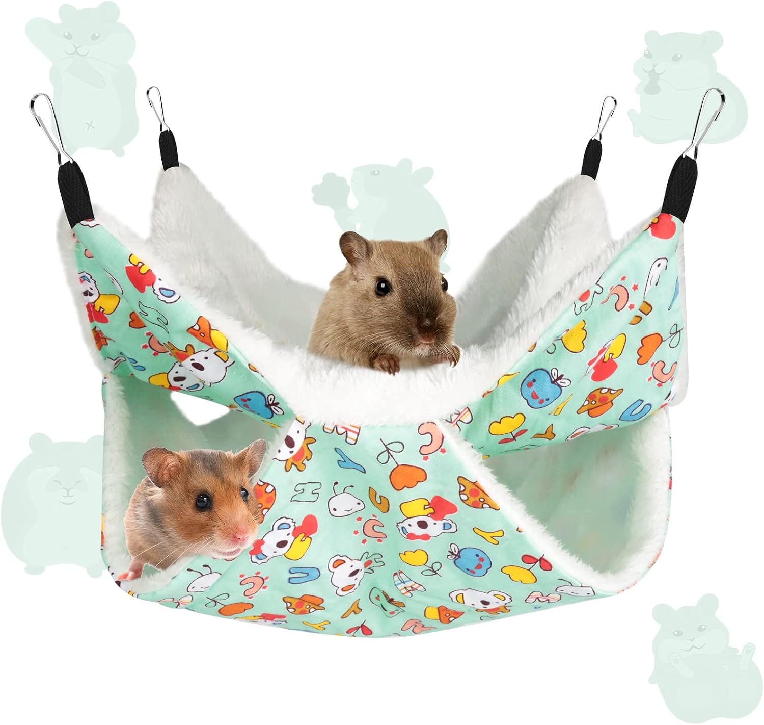 Bonjin Pet Small Animal Hanging Hammock, Ferret Squirrel Bunkbed Hammock Cage Toy for Hamster Rat Sugar Glider Parrot Guinea Pig Hideout…