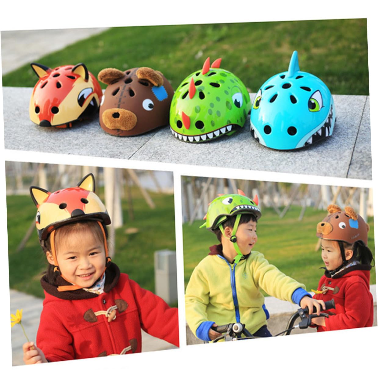 Casco Protettivo per Ragazzi, Design Orso, Materiale Espanso, Marrone