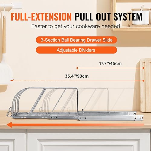 Miniatura 5 de VEVOR Estante para sartenes y ollas, organizador extensible para debajo del gabinete, bandeja para hornear bandejas para hornear, separadores de
