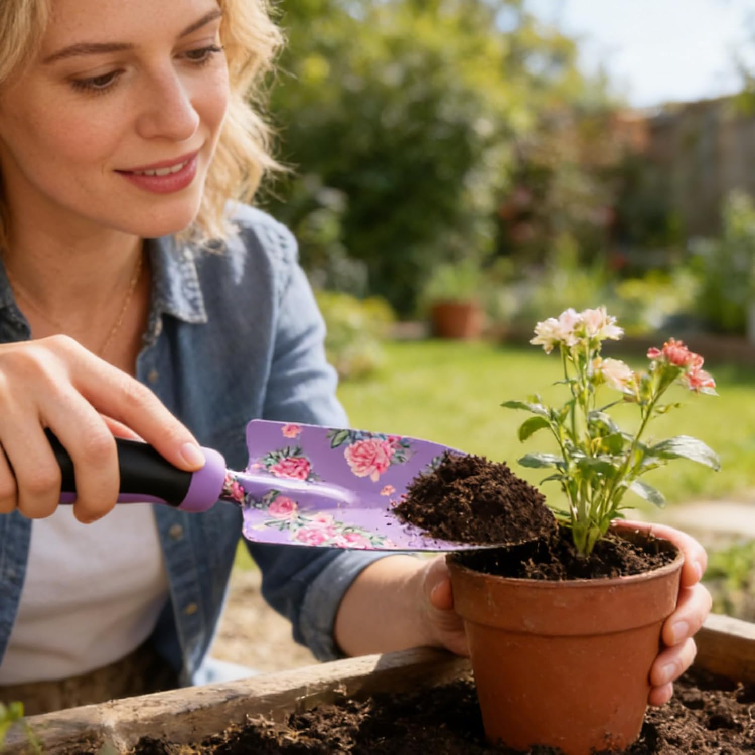 Complete 10 Piece Garden Tool Set in Floral Design with Strong Oxford Storage Bag Perfect for Landscaping Tool Set