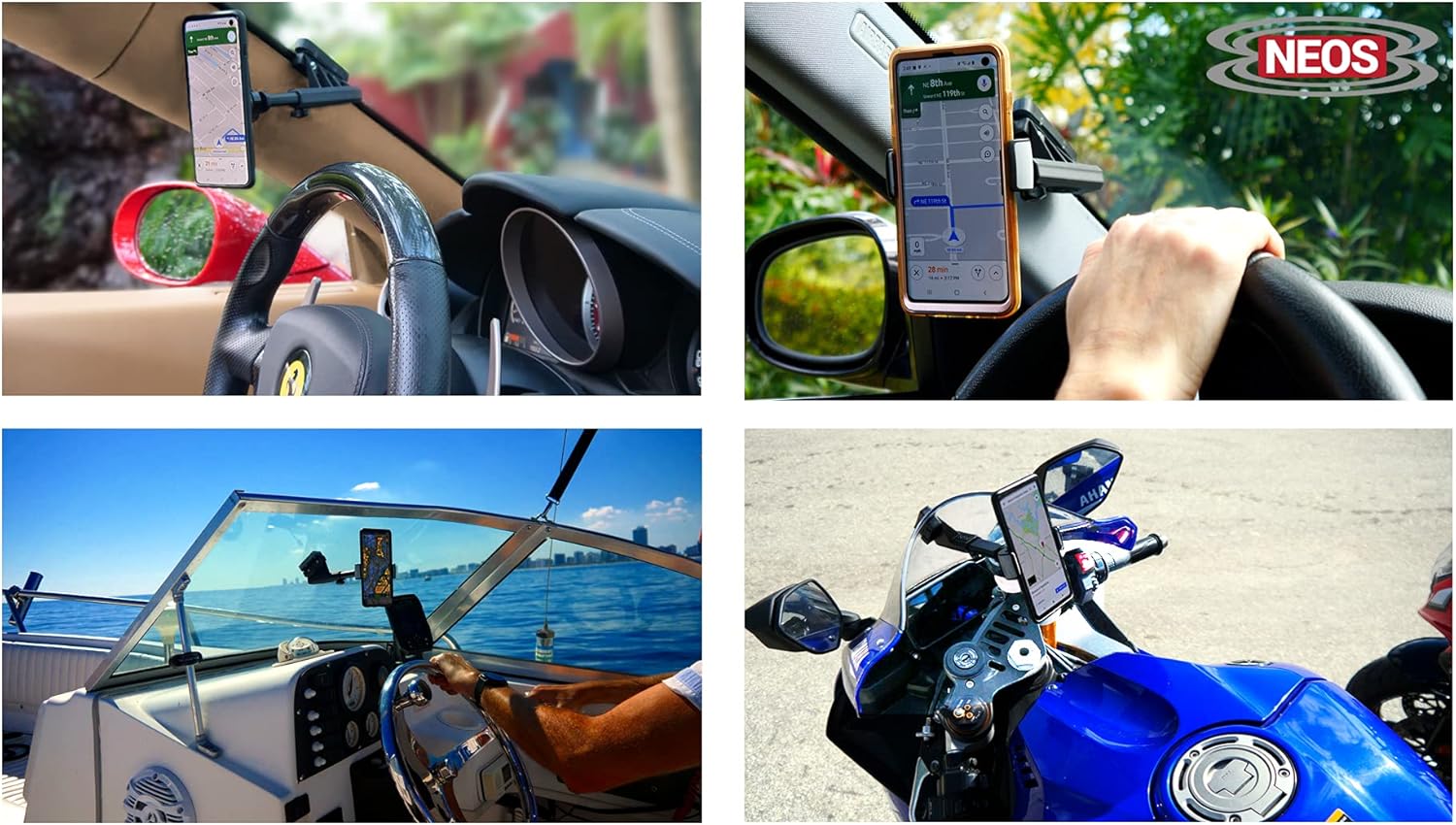 NEOS Magnetic Vehicle Phone Holder (Phone Mount D) Best and Reliable Windshield Universal Car Mount for iPhone, Samsung, Moto, Huawei, Nokia, LG, Smartphones, Black