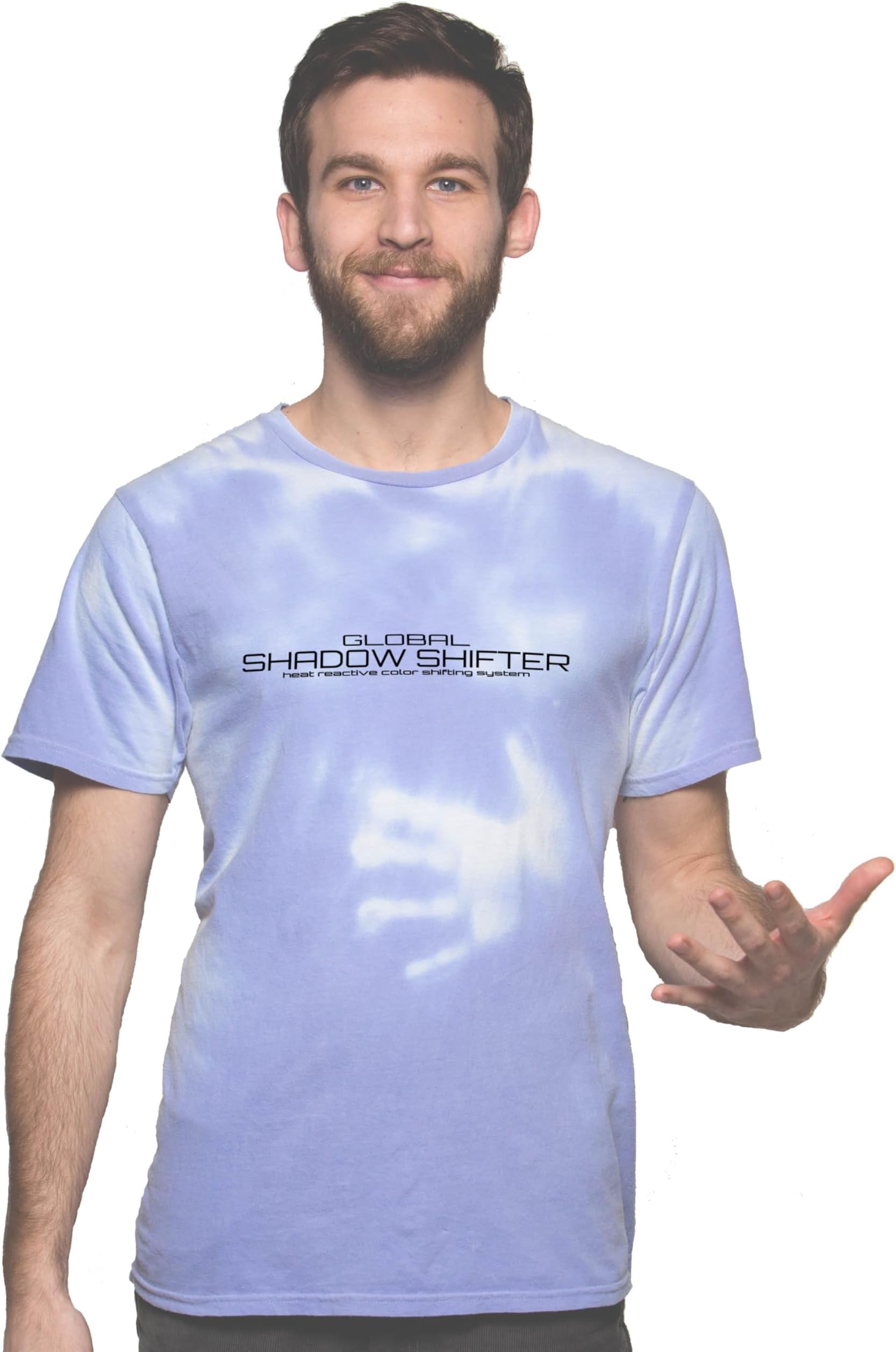 Shadow Shifter 熱で色が変わる ヒートセンシティブ カラーチェンジング Tシャツ アダルトサイズ　メンズ / ユニセックス (Small, Blue to White)