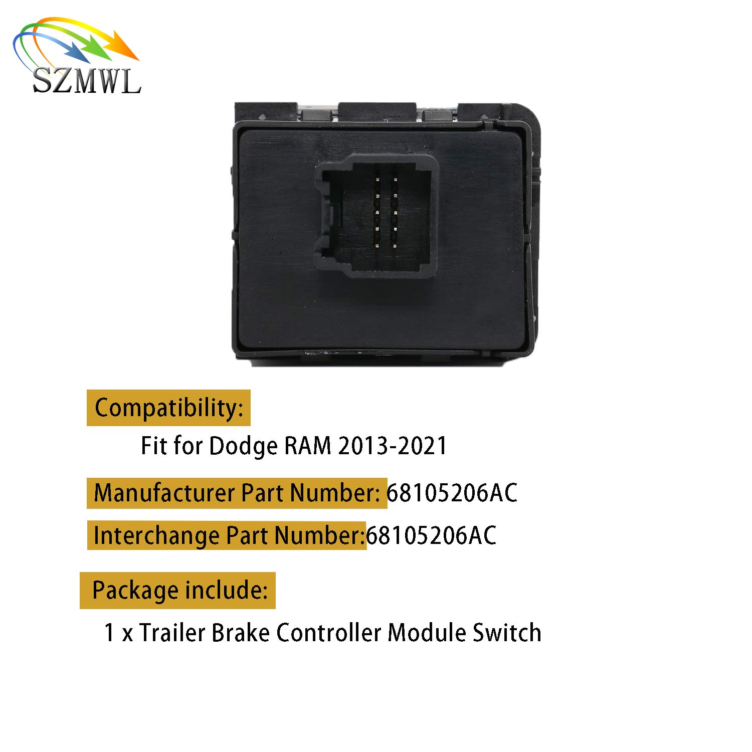 Trailer Brake Control Switch,Trailer Brake Controller Module Switch 68105206AC Car Accessories,Fits for Dodge RAM 1500 2500 3500 4500 5500 2013-2021