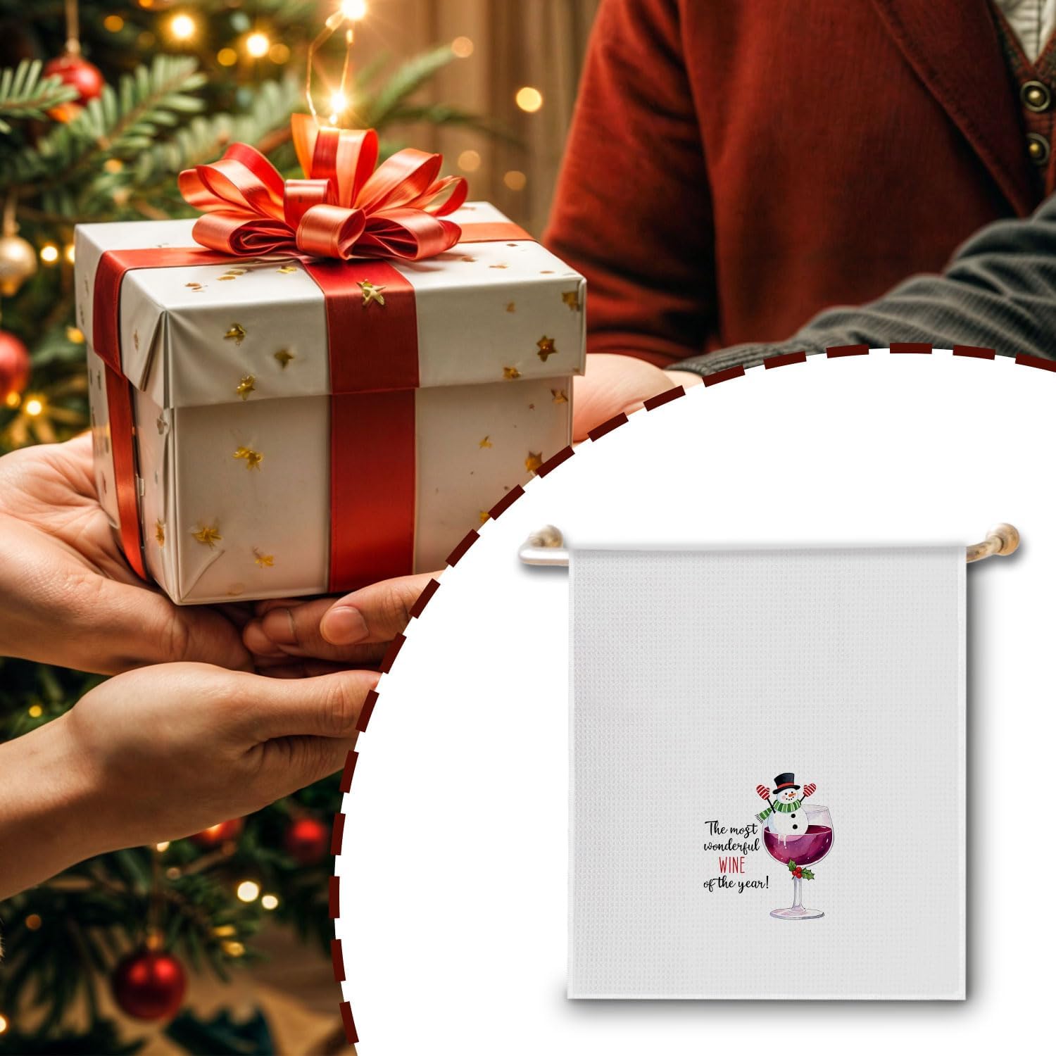 Funny Snowman Wine Christmas Kitchen Towels, Wine Lover Gifts Dish Tea Towels for Kitchen, Holiday Winter Xmas Snowman Wines Decorative Hand Towel for Bar Cart, 16x24 Inch - Image 4