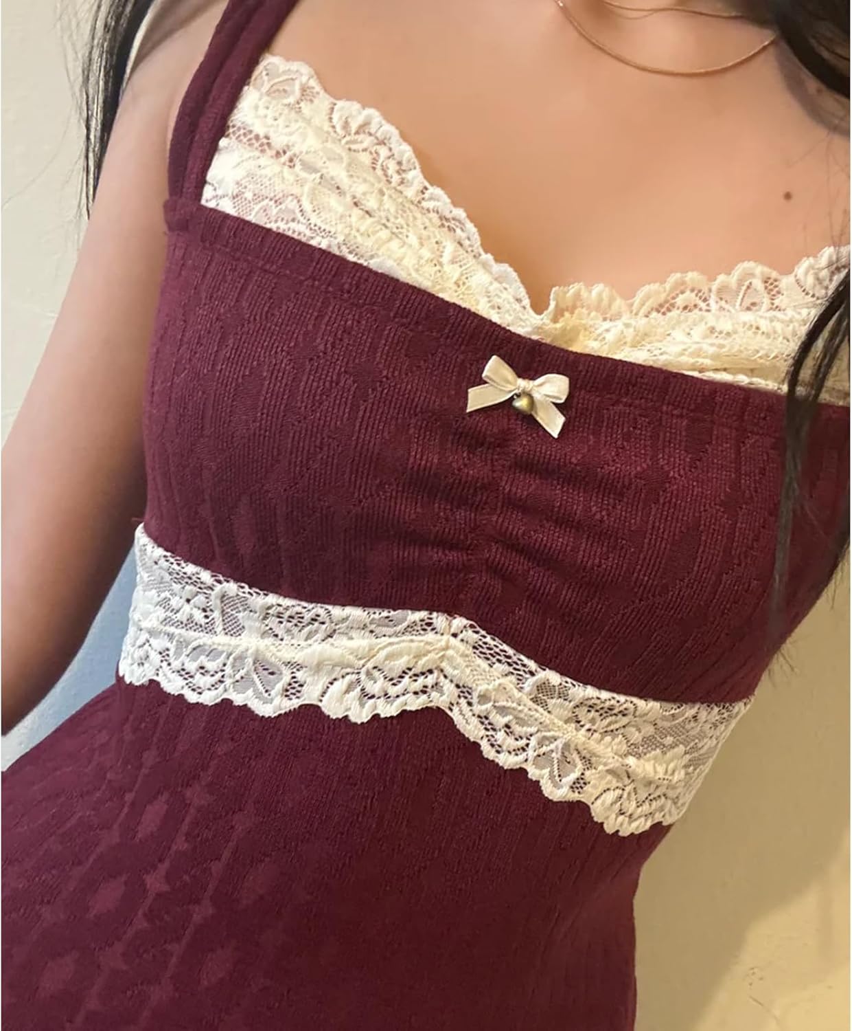 Women Grunge Coquette Tops Y2K Cute Core Vintage Aesthetic Fairy Shirts 2000s Lace Trim Tank Top Downtown Girl Clothes - Image 5