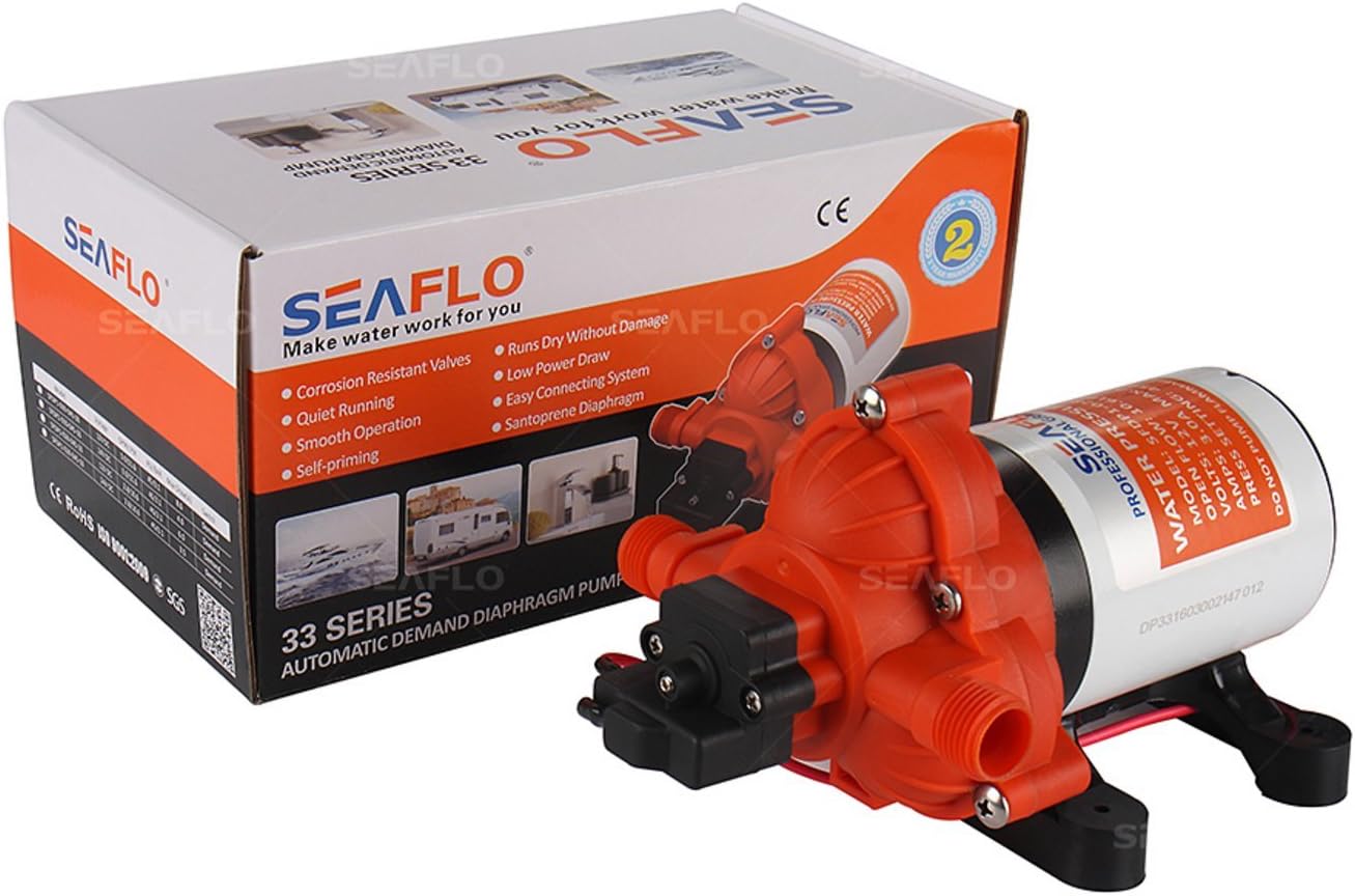 SEAFLO Water Diaphragm Self Priming Pump 3.0 Gallons/min (11.3 Lpm) 45 PSI New Rv/Marine 12 Volt Dc / 12 V Demand Fresh