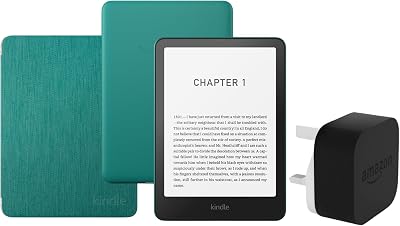 Kindle Paperwhite (2024 Release) 16 GB Con pubblicità Con custodia trasparente verde giada e adattatore da 9 W