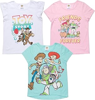 Pixar Toy Story Woody Buzz Lightyear Forky 3 Pack Ruffle Graphic T-Shirt