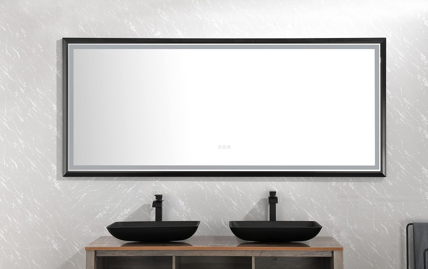 96 x 48 Inch LED Bathroom Mirror with Aluminum e, Wall Mounted Vanity Mirror, Anti Fog, Memory, 3 Colors, Stepless Dimmable BX313
