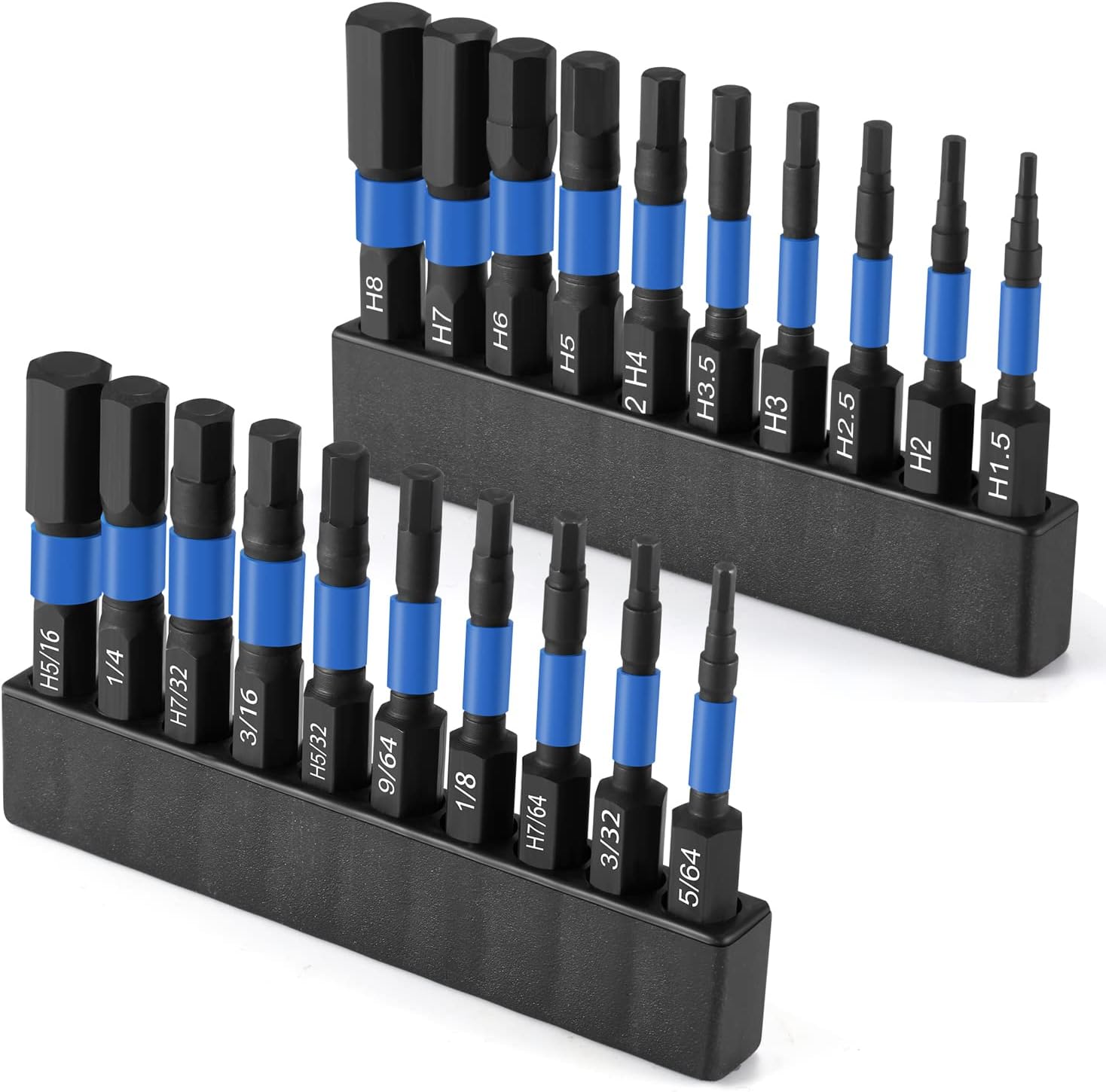 Allen Wrench Drill Bits - BEBEEPOO 20pcs (Metric&SAE), S2 Alloy Steel Material, Magnetic & Torque Reduction Function, Anti-Corrosion Black Phosphating Treatment - Hex Bit Set for Durable & Precise Use