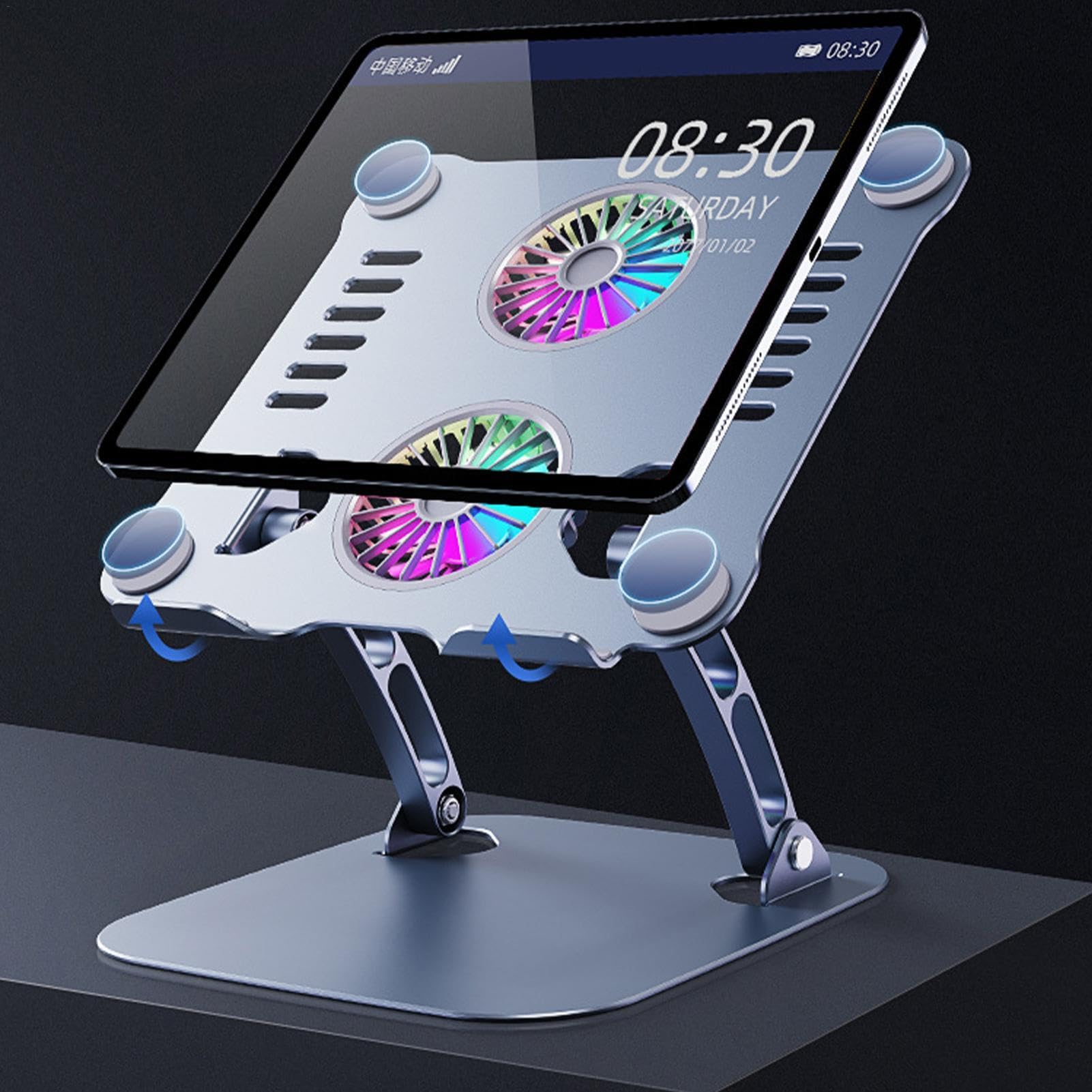 Supporto di raffreddamento per computer portatile, di raffreddamento per | computer portatile, di raffreddamento in metallo regolabile, tappetino di raffreddamento ergonomico pieghevole