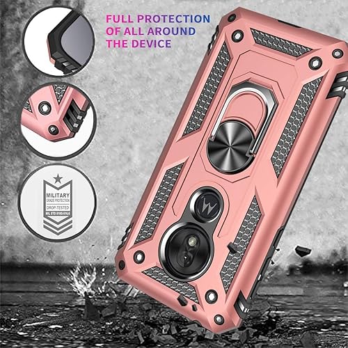 Miniatura 7 de Funda para Moto G7 PlayMoto G7 Optimo (XT1952DL), grado militar, anillo de metal, soporte magnético, funda de armadura resistente para Motorola Moto