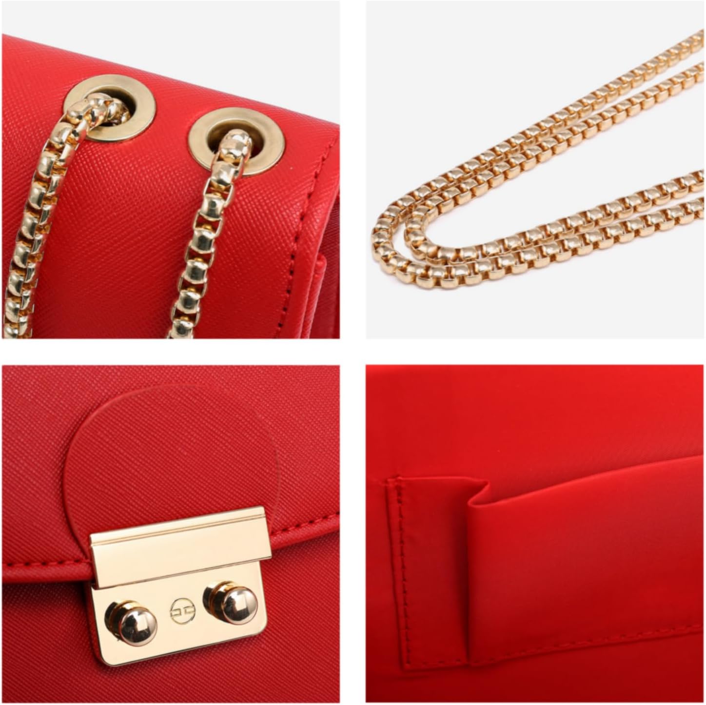 Dasein Women Small Crossbody Bag Designer Evening Bag Clutch Purse Handbag for Wedding/Prom/Party with Double Chain Strap | Small, Designer - Image 5