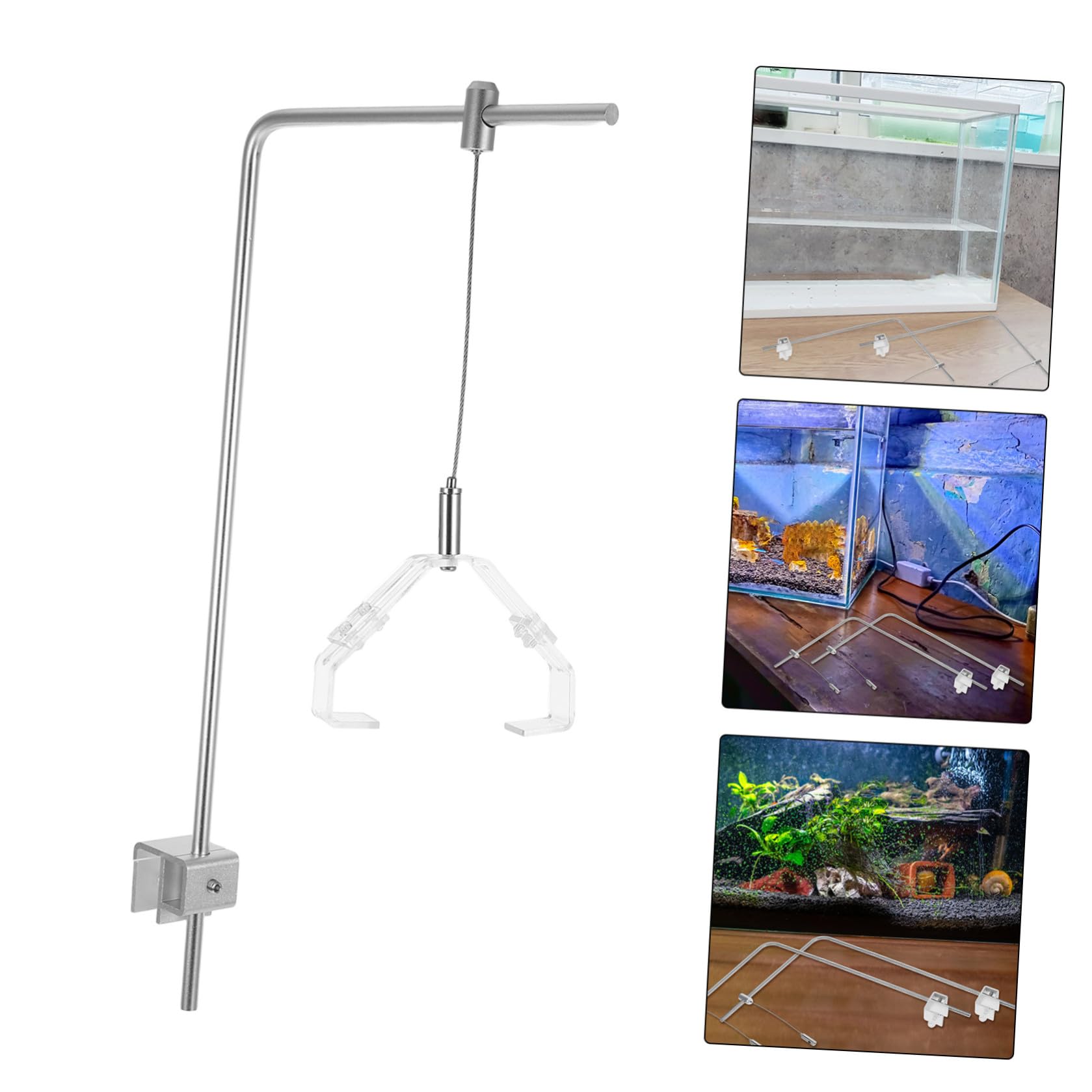 Generic Soporte de Iluminación Ajustable para Peceras de Aleación de Aluminio, 2 Piezas de 25x40 Cm 4 Varillas y Pinzas Cristal para Acuarios de Agua Dulce y Salada, Accesorio Versátil