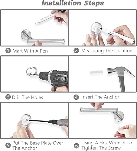 Miniatura 7 de Cilee Toallero de baño de níquel cepillado, 24 pulgadas, toallero doble de 24 pulgadas, soporte para toallas de baño, soporte para toallas de baño,