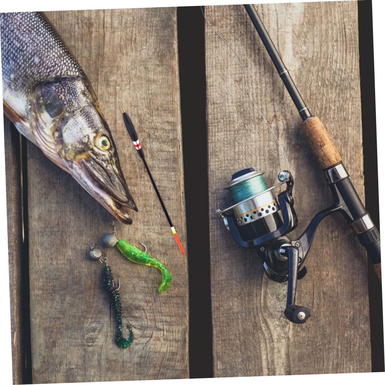 VANZACK Galleggianti da Pesca in Legno, 12 Pezzi, Grande Galleggiabilità, Coda Spessa e Visibile, per Pesca in Acque Dolci e Torrente