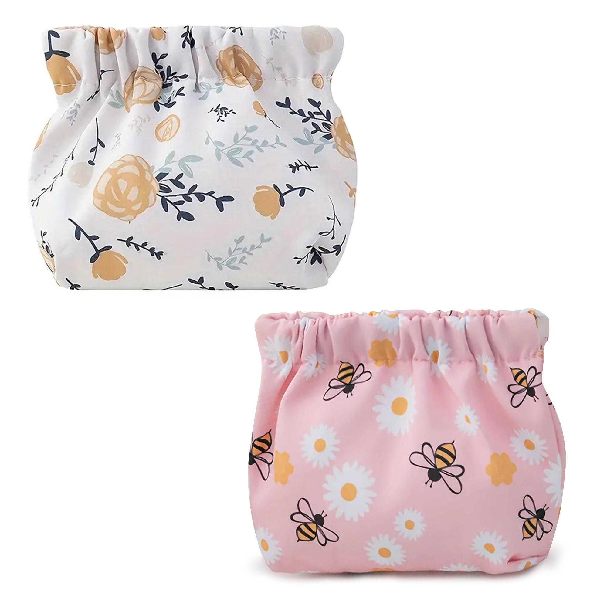 Kawn2pcs Makeup Pouch Small Pouches for Women, Portable Mini Makeup Bag for Purse, Self-Closing Oxford Cloth Coin Purse Pocket Cosmetics Bag Travel Organizer for Lipstick Jewelry Earphones (A)