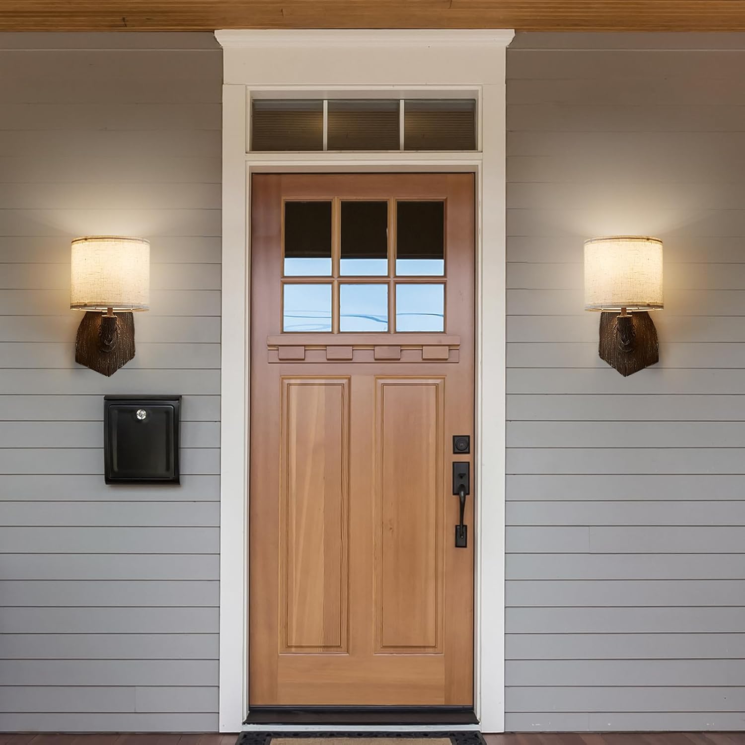 Plug in Wall Sconces-Modern Wall Sconces Lighting Boho Fabric Shade Rustic Wood Colored Resin Base Vintage Wall Sconces for Living Room Bathroom Bedroom,Dual Use Hard Wired (E26 Bulb Included)