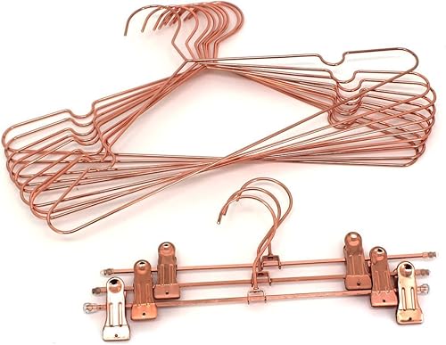 Miniatura 4 de Koobay - Juego de 10 perchas para ropa de 13 pulgadas, color dorado y cobre rosa