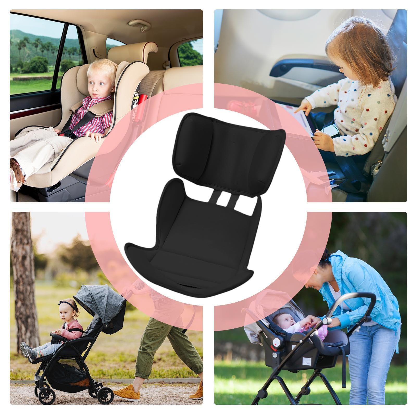 Baby-Kopfstütze Für Kinderwagen & Autositz – Weiche Schaleneinsätze, Atmungsaktiv & Universal Einsetzbar