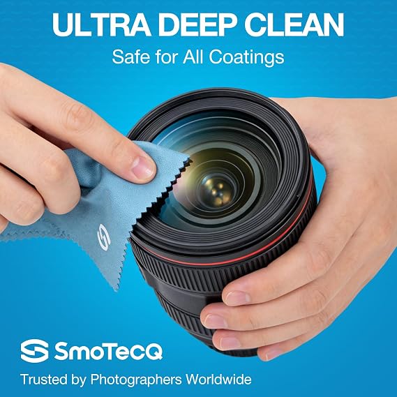 SmoTecQ Glasses Cleaner Kit Alcohol-Free, Plant-Based Spray + Ultra-Soft Microfiber Cloths for Eyeglasses, Screens & Cameras 2 x 2oz Spray Bottles + 2 Cloths + Travel Pouch Set