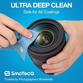 SmoTecQ Glasses Cleaner Kit Alcohol-Free, Plant-Based Spray + Ultra-Soft Microfiber Cloths for Eyeglasses, Screens & Cameras 2 x 2oz Spray Bottles + 2 Cloths + Travel Pouch Set