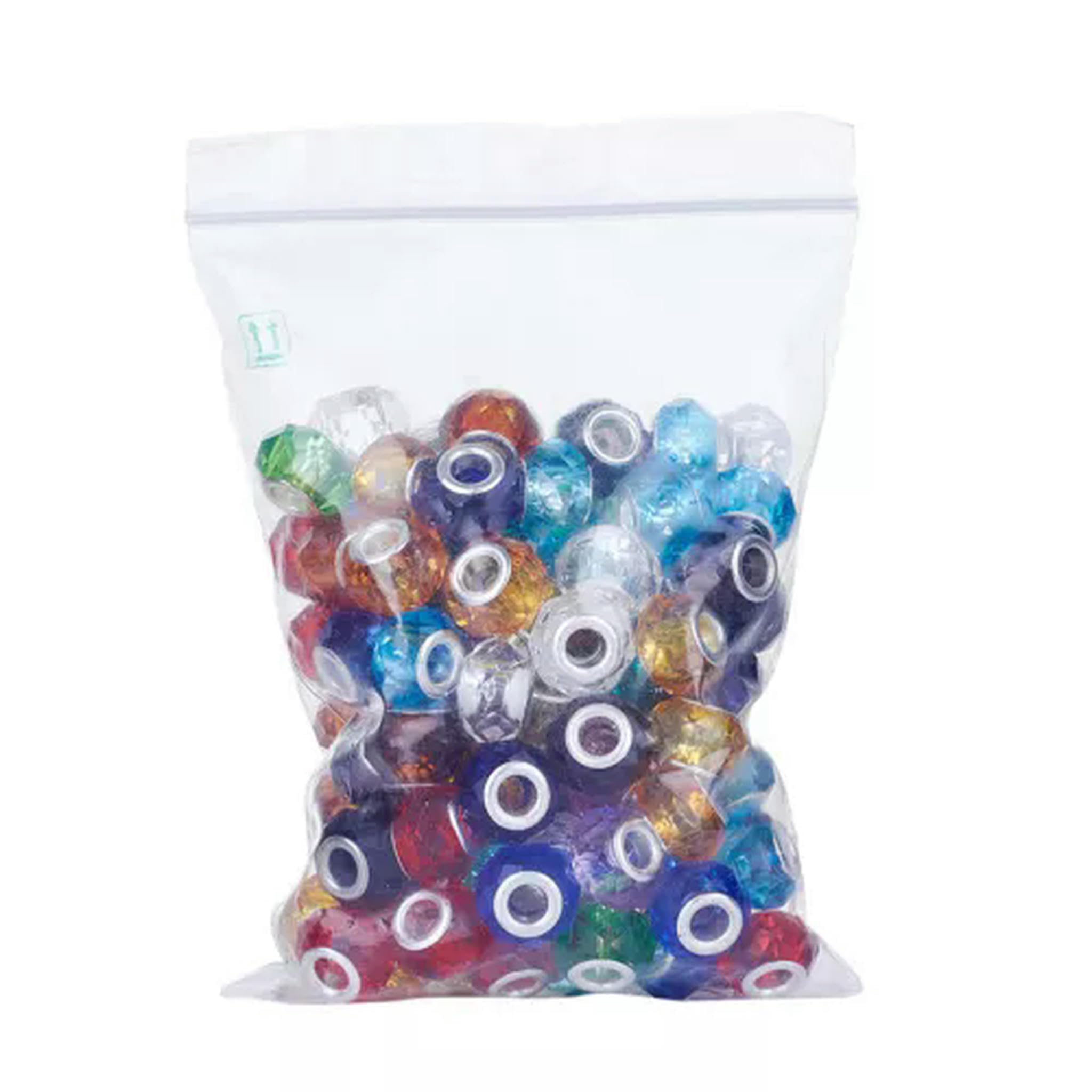 Koraliki z dużym otworem, Opakowanie 100 mosiężnych koralików z otworem 14x8 mm, wielokolorowe(Cyan)