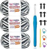 Vista 50 de Hilo de Ganchillo para Principiantes Verde Manzana Hilo de Algodón para Tejer y Tejido - Kit de Ganchillo para Principiantes - 3 * 50g