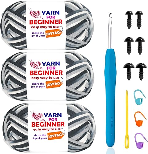 Miniatura 54 de Hilo para Crochet y Tejido, Hilo de Punto de Algodón para Crochet y Tejido para Principiantes con Puntadas Fáciles de Ver, Mezcla de Algodón-Nylon