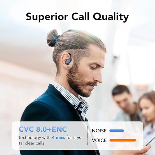 Miniatura 5 de Auriculares inalámbricos Bluetooth 5.3, audífonos de 60 horas de reproducción con pantalla digital, auriculares inalámbricos deportivos con gancho