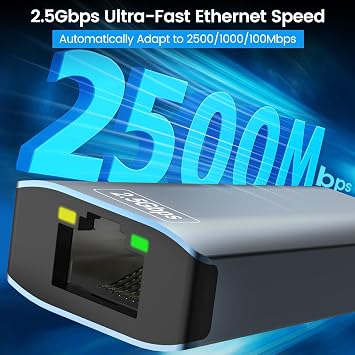 USB Ethernet Adapter 2500Mbps,2 in 1 USB C Ethernet Adapter,USB C Adapter EtherNet RJ45 2.5Gbps,eTher Net USB Adapter,U Sb c ether net for MacBook,iPad,iPhone,Surface,Windows,Mac,IOS,Linux