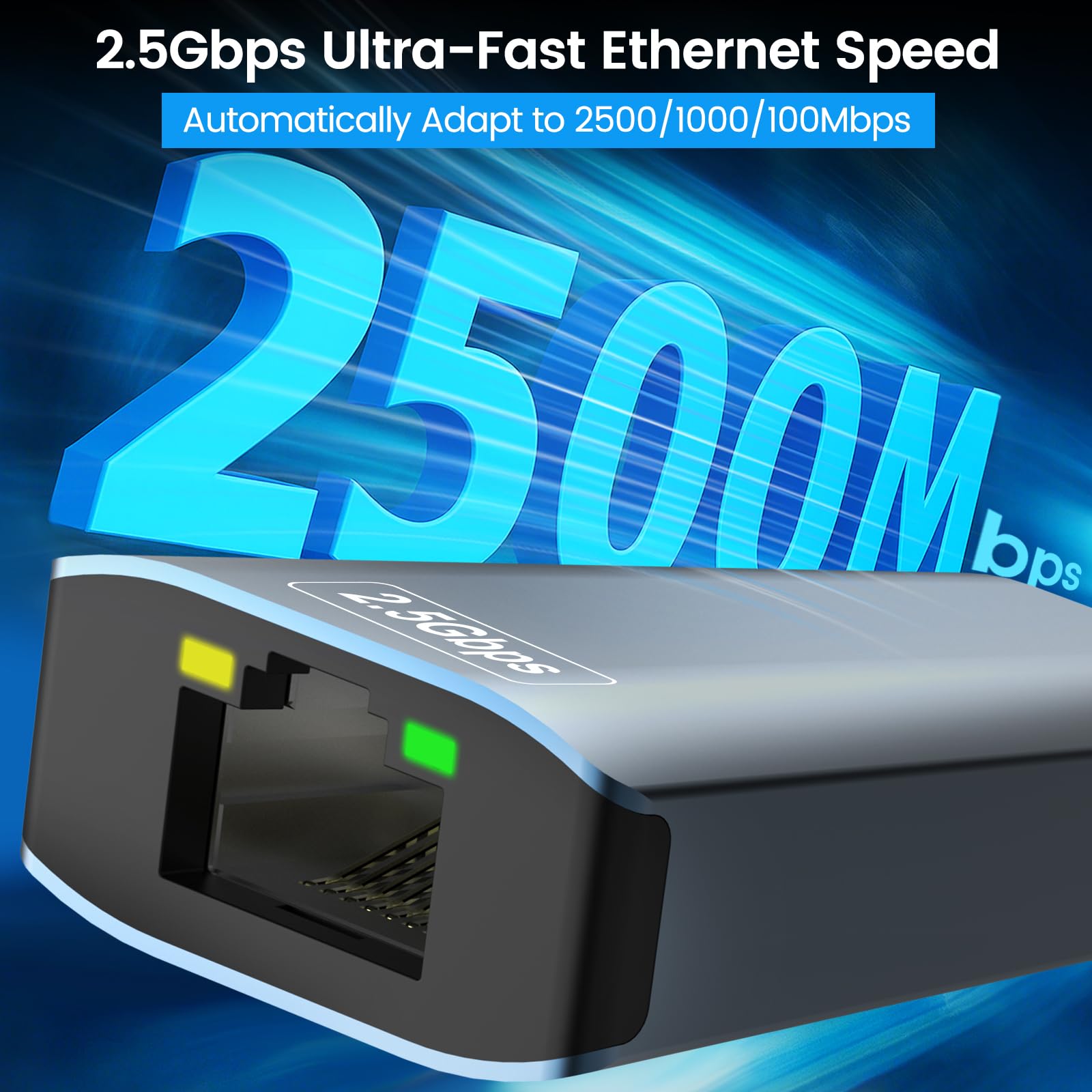 Adapter USB Ethernet 2500 Mbps,2 w 1 USB C Ethernet Adapter 2,5 Gbps USb C Ethernet, adapter USb eTher net, U Sb c ether net do MacBooka, iPada, iPhone,Surface, Windows, Mac, iOS, Linux
