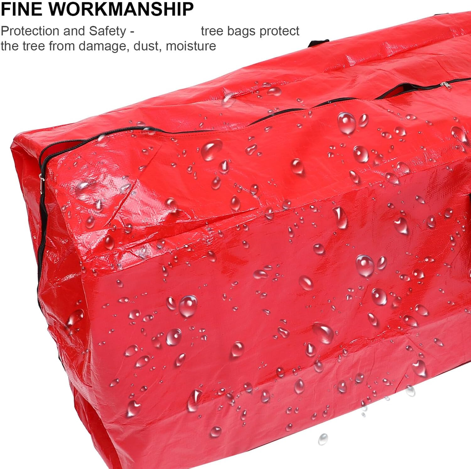 Christmas Tree Storage Bag Zippered Dustproof Xmas Tree Pouch 165cm×38cm×76cm Red Oxford Fabric Reusable Holiday Decor Organizer for Storage