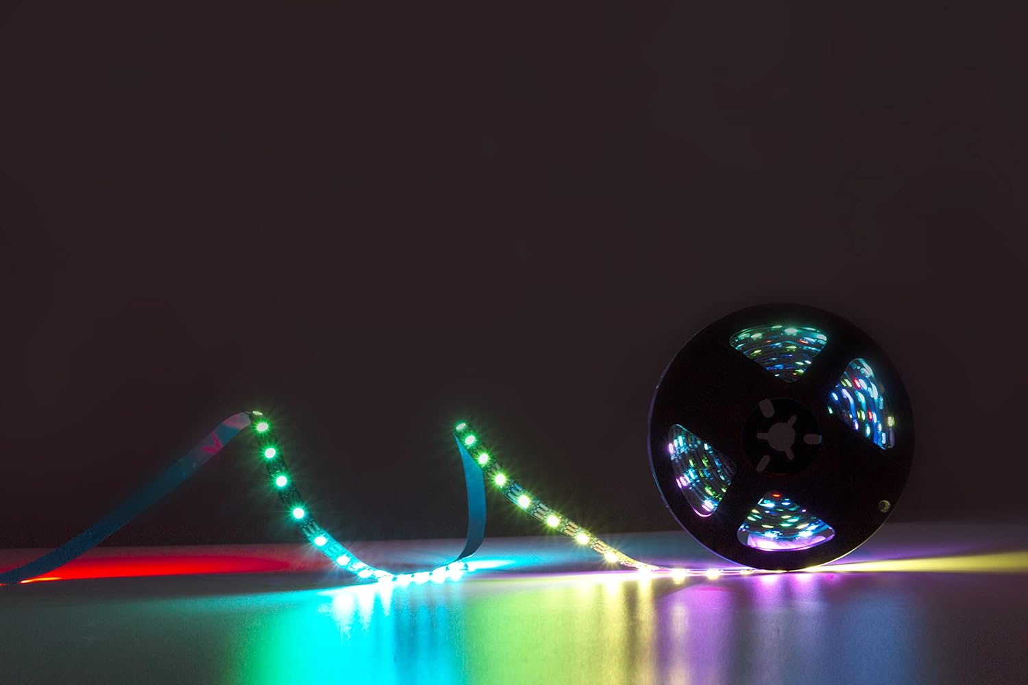 WS2812B LED Strip SMD 5050 Individual Addressable 60Pixels/m 300Pixels RGB Pixel Strip Full Color LED Strip Non-Waterproof DC5V (16.4FT 300led IP30, White PCB)
