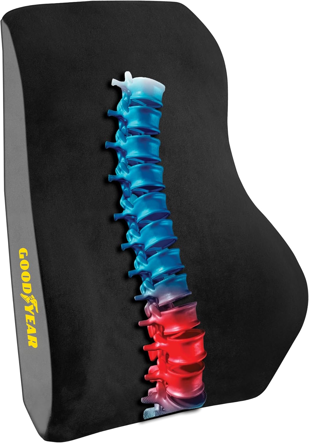 Goodyear Ergonomic Lumbar Support Pillow for Office Chair and Car Seat - Memory Foam Back Support Lumbar Pillow, Premium Cushion Chair Support for Lower Back Pain Relief and Versatile Use - Black