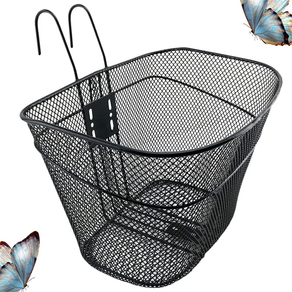 HBJWOV 1pc Iron Basket Detachable Hanging Bike Storage Basket Front Handlebar Bike Hook Basket