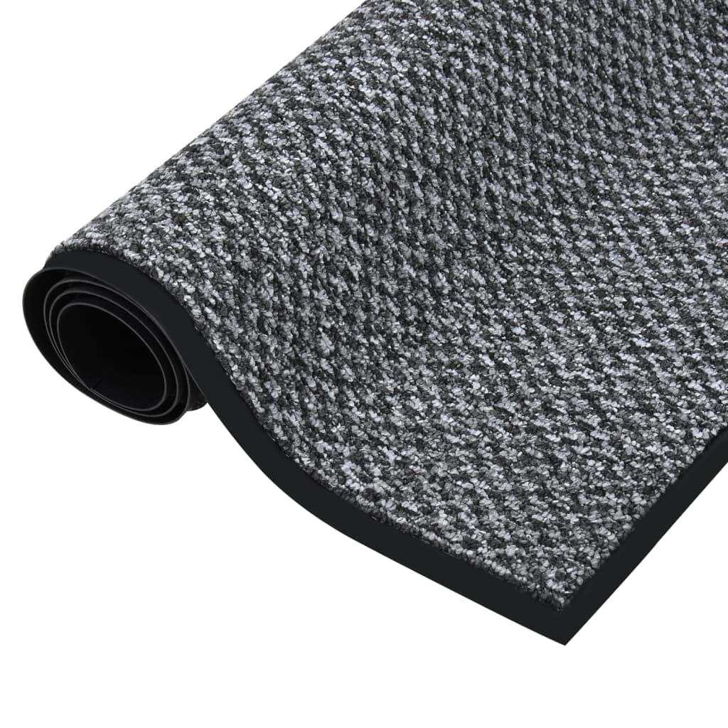 Schmutzfangmatte Grau 90x150 cm, Polypropylen Fußmatte mit Schlingenpol, Türmatte mit Rutschfester Vinylrückseite und schwarzem Saum für Innen- und überdachte Außenbereiche