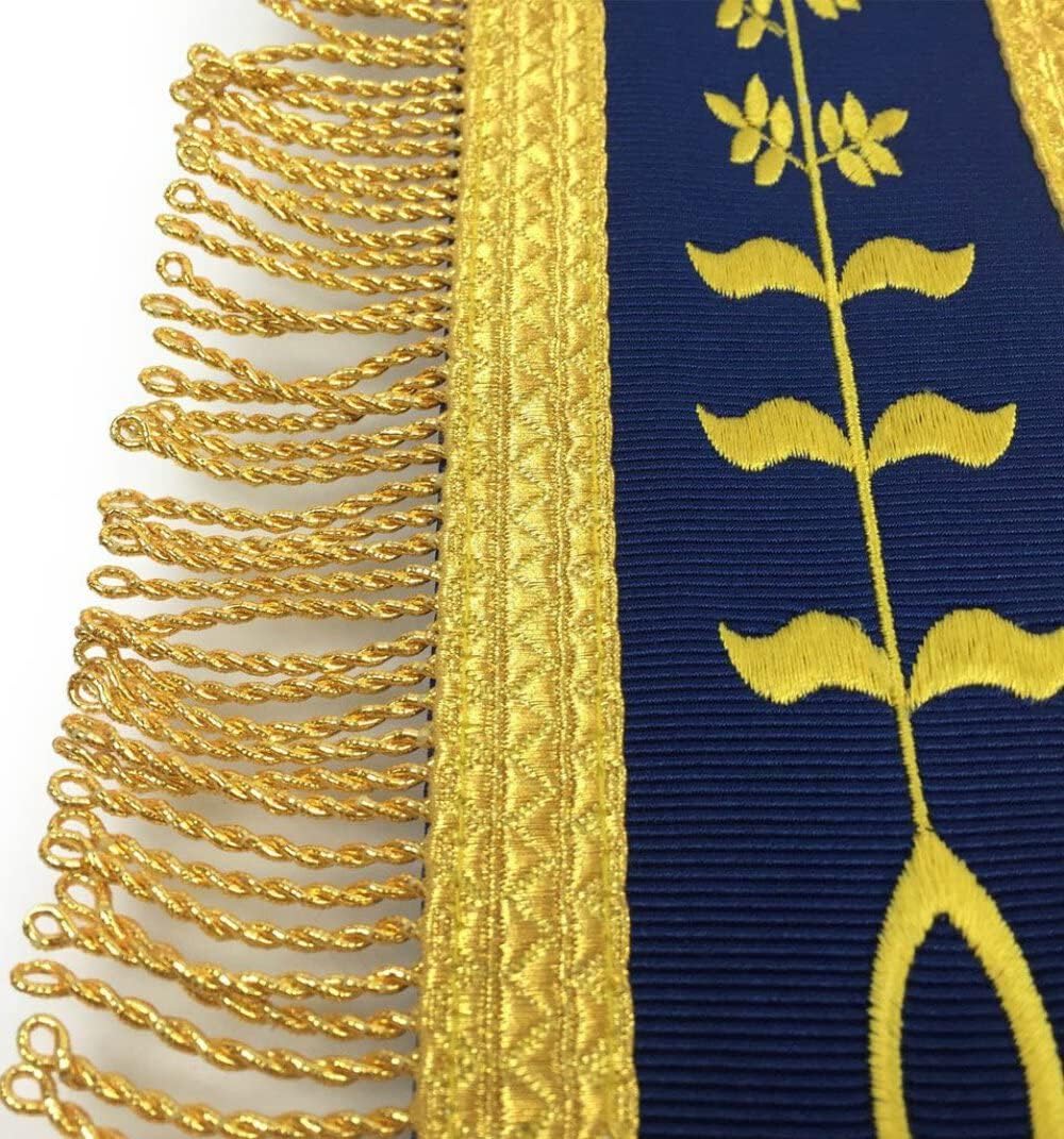 BRICKS MASONS Master Mason Blue Lodge Apron - Navy Blue with Gold Fringe