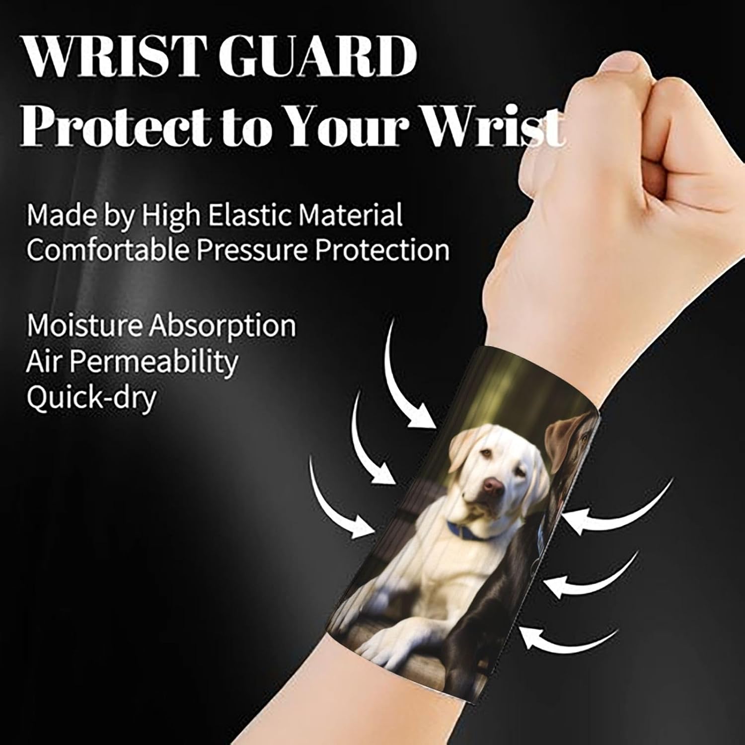 Printed Elastic Wristband, Breathable Soft Wrist Compression Sleeves 2PCS image 4