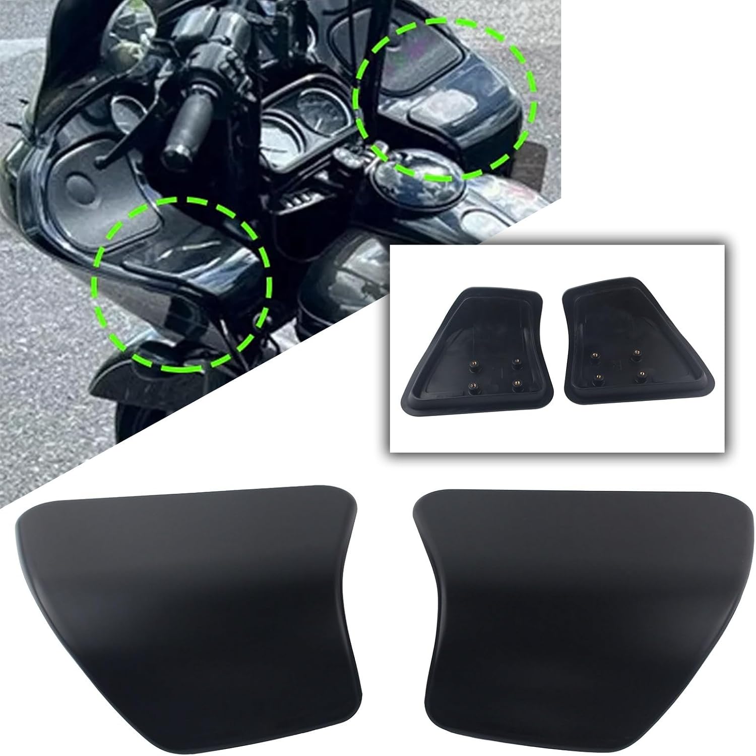 Matte Black Inner Fairing Glove Box Doors Covers Compatible with Harley Road Glide 2015-2023 2024