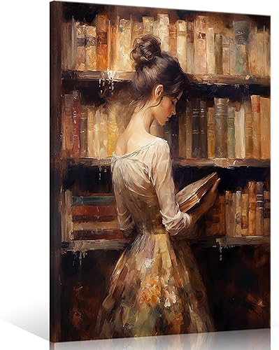 Miniatura 11 de Huabsad Pintura al Óleo de Retrato Vintage Arte de Pared Niña de Biblioteca Retro Leyendo Libro Antiguo Pósteres Famosos Cuadros Antiguos Femeninos
