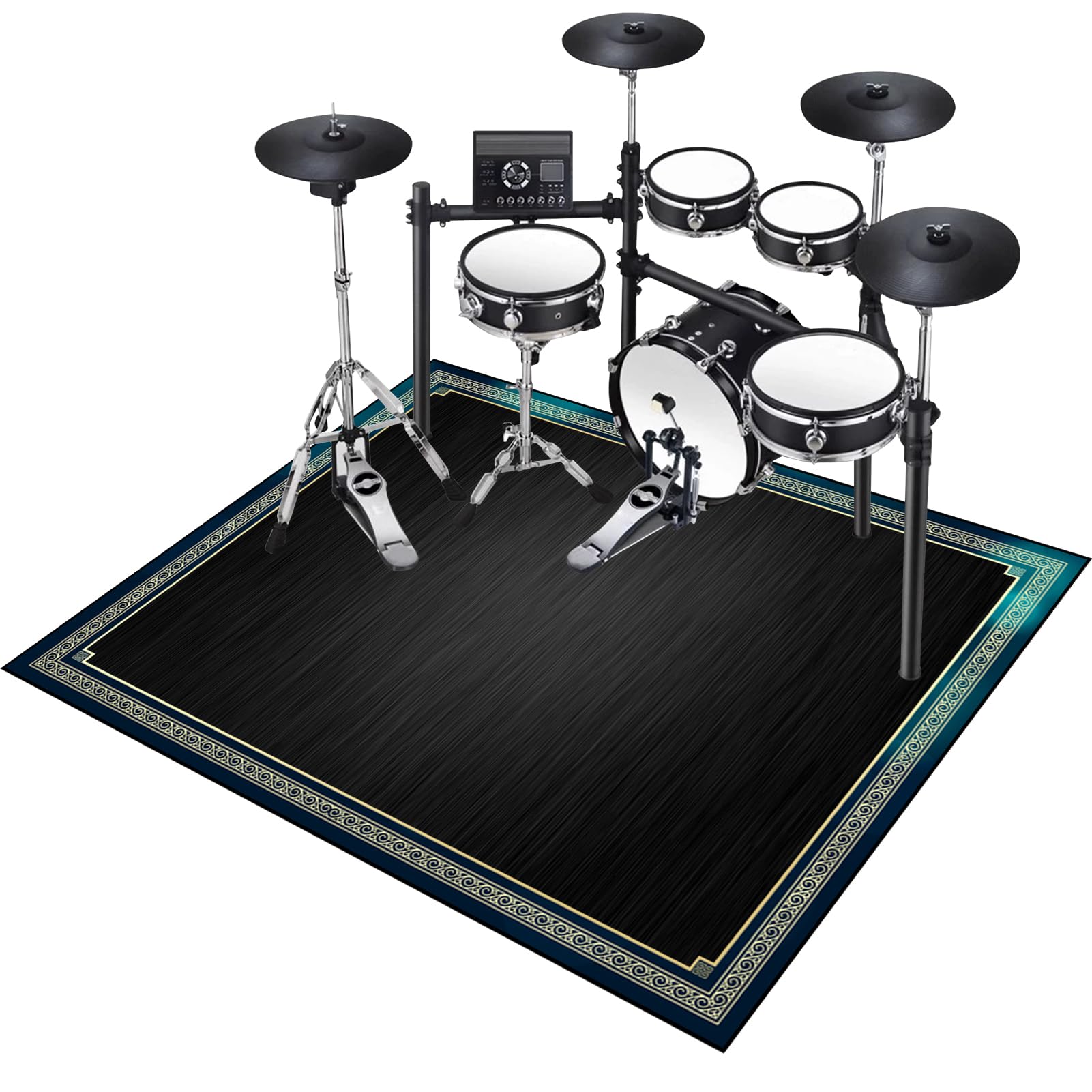 Professional Drum Rug 160 x 140 cm - Soundproof Carpet for Drummers - Drum Piano Carpets Non-Slip Electronic Drum Rugs Mats Rectangle Soundproof Rugs for Home Instrument Practice & Stage Area Rug