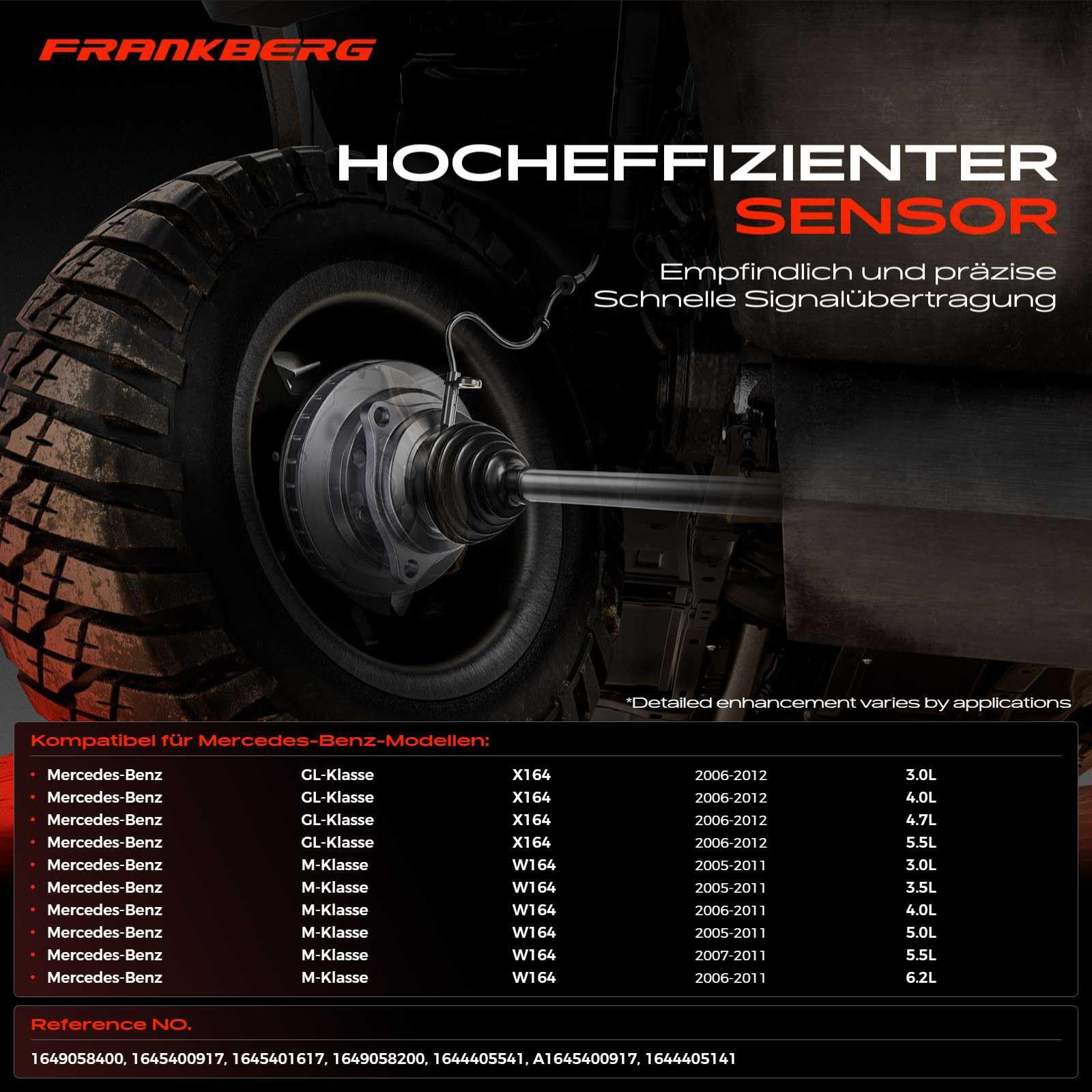 2x ABS Sensor Vorne für X164 GL320 GL350 GL420 GL450 GL500 W164 ML280 ML300 ML320 ML350 ML420 ML450 ML500 2005-2012 1649058200