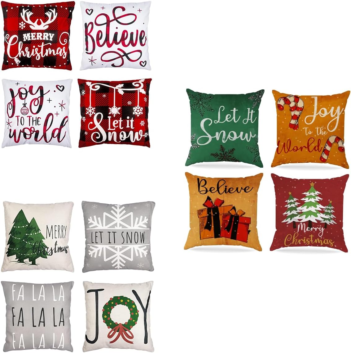 Christmas Pillow Covers 18x18 Set of 4 Winter Throw Pillow