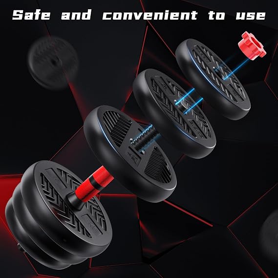 Adjustable Dumbbell Set | 85Lbs Free Weights Dumbbells Set | 4-in-1 Dumbbell, Barbell, Kettlebell, Push-up | Home Fitness Workout Equipment for Men Women