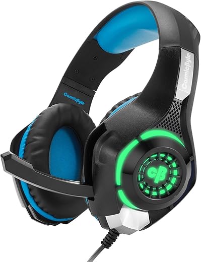Cosmic Byte GS420 Headphones with Mic, RGB LED lights and Audio Splitter for PS4, Xbox One, Laptop, PC, iPhone and Android Phones (Black/Blue)
