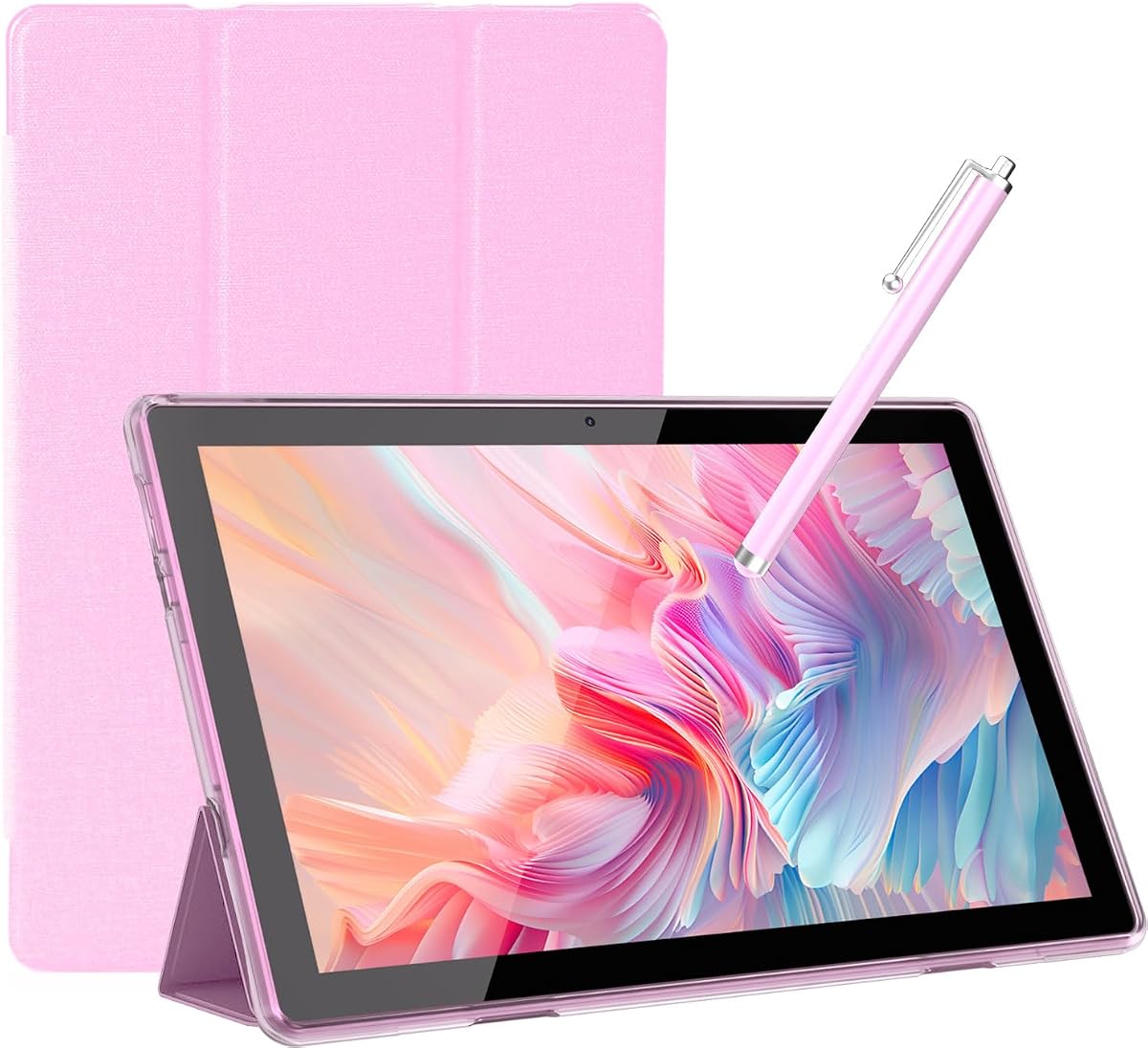 Android Tablet, 10 inch Tablets with Case and Stylus, 6GB RAM+64GB ROM/1TB Expandable, 1.8Ghz Quad-core Processor, 1280*800 IPS HD Tablet, 2MP+8MP Dual Cameras, 6000mAH Battery, 2.4G/5G Wifi 6 BT 5.0