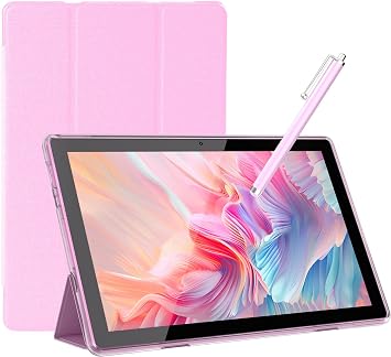 Android Tablet, 10 inch Tablets with Case and Stylus, 6GB RAM+64GB ROM/1TB Expandable, 1.8Ghz Quad-core Processor, 1280*800 IPS HD Tablet, 2MP+8MP Dual Cameras, 6000mAH Battery, 2.4G/5G Wifi 6 BT 5.0