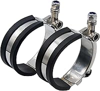 Vista 6 de ISPINNER 2 abrazaderas de manguera de acero inoxidable acolchadas de goma de 2 pulgadas, rango de abrazadera de 2.205-2.520 in para manguera de 2