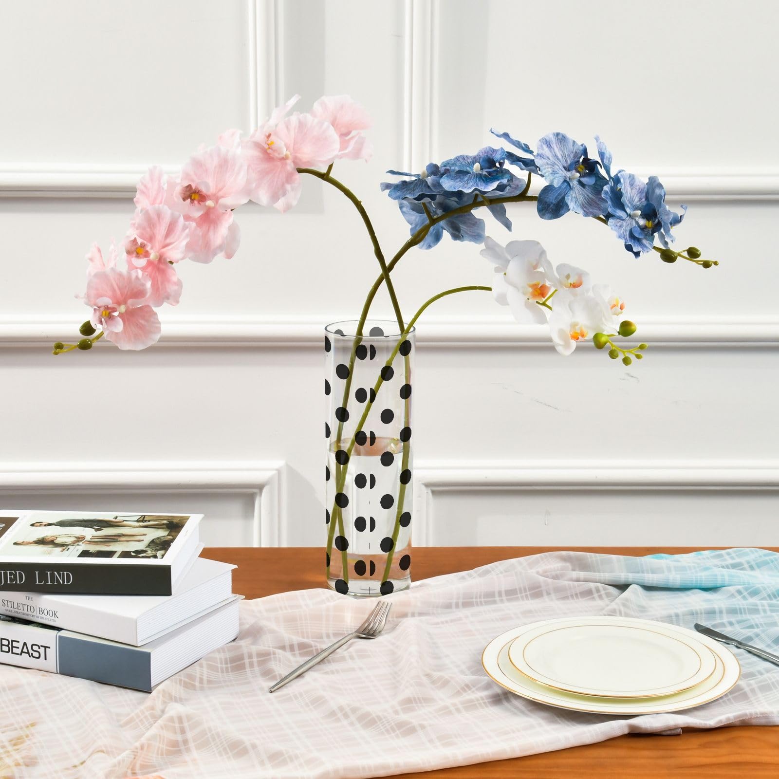 Amazon.com: ALAZA Polka Dot Black on White Vase for Flowers 3.9